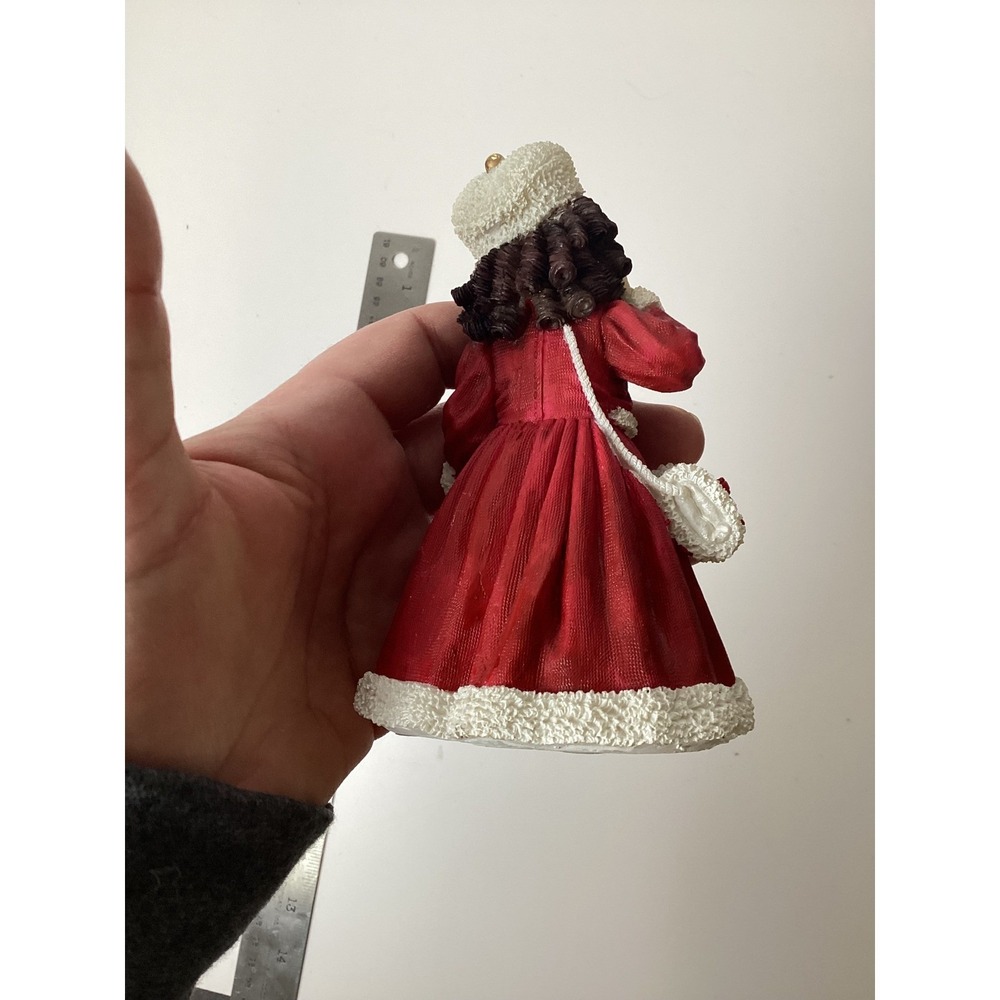 Vintage Style Victorian Girl Figurine Red Winter Coat White Trim 5 Inch Statue - Picture 8 of 9